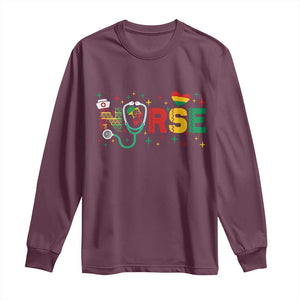 Proud Black Nurse Long Sleeve Shirt Black History Month Gift TS12 Maroon Print Your Wear