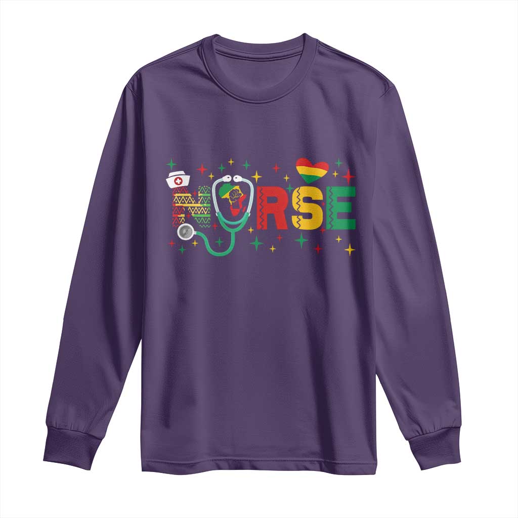 Proud Black Nurse Long Sleeve Shirt Black History Month Gift TS12 Purple Print Your Wear