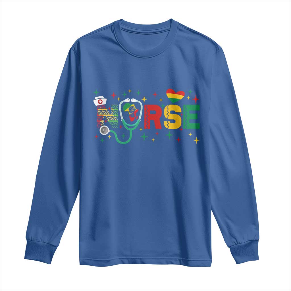 Proud Black Nurse Long Sleeve Shirt Black History Month Gift TS12 Royal Blue Print Your Wear