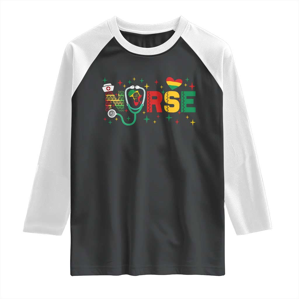 Proud Black Nurse Raglan Shirt Black History Month Gift TS12 Black White Print Your Wear