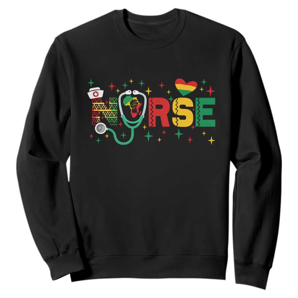 Proud Black Nurse Sweatshirt Black History Month Gift TS12 Black Print Your Wear