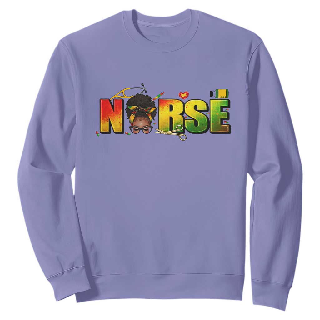 Proud Black Nurse Sweatshirt Black History Month Healthcare Gift TS12 Violet Print Your Wear