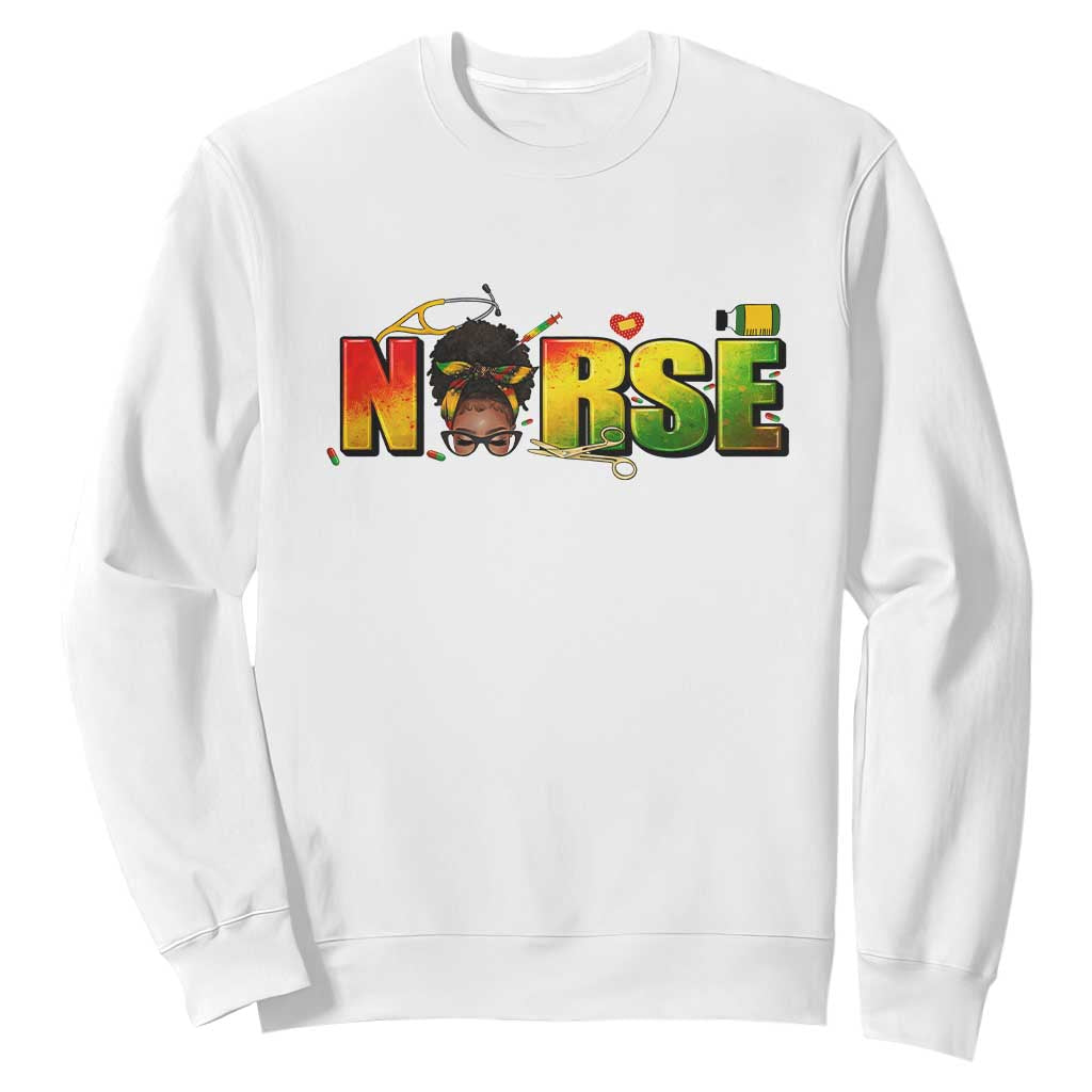 Proud Black Nurse Sweatshirt Black History Month Healthcare Gift TS12 White Print Your Wear