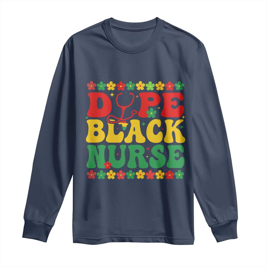 Melanin Queen Nursing Black History Month Gift Long Sleeve Shirt Dope Black Nurse TS12 Navy Print Your Wear
