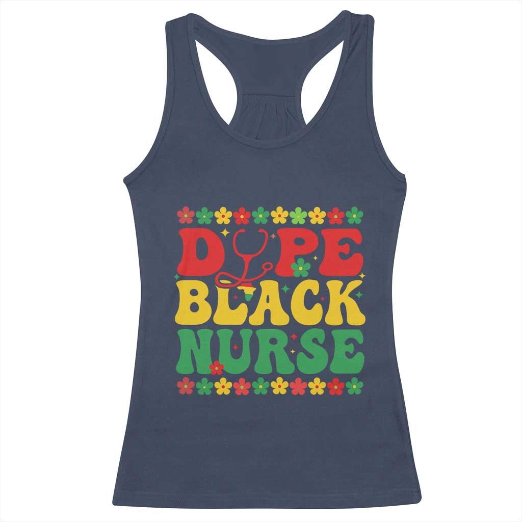 Melanin Queen Nursing Black History Month Gift Racerback Tank Top Dope Black Nurse TS12 Navy Print Your Wear