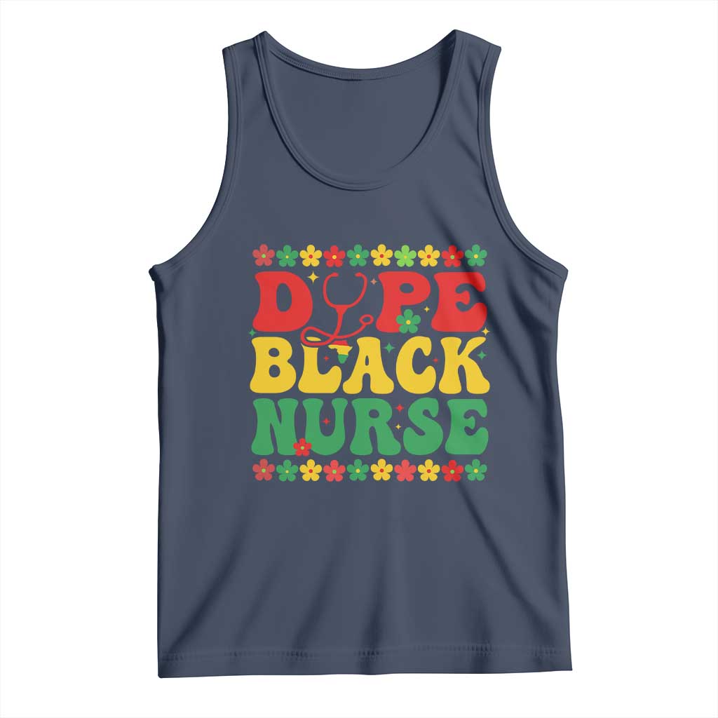 Melanin Queen Nursing Black History Month Gift Tank Top Dope Black Nurse TS12 Navy Print Your Wear