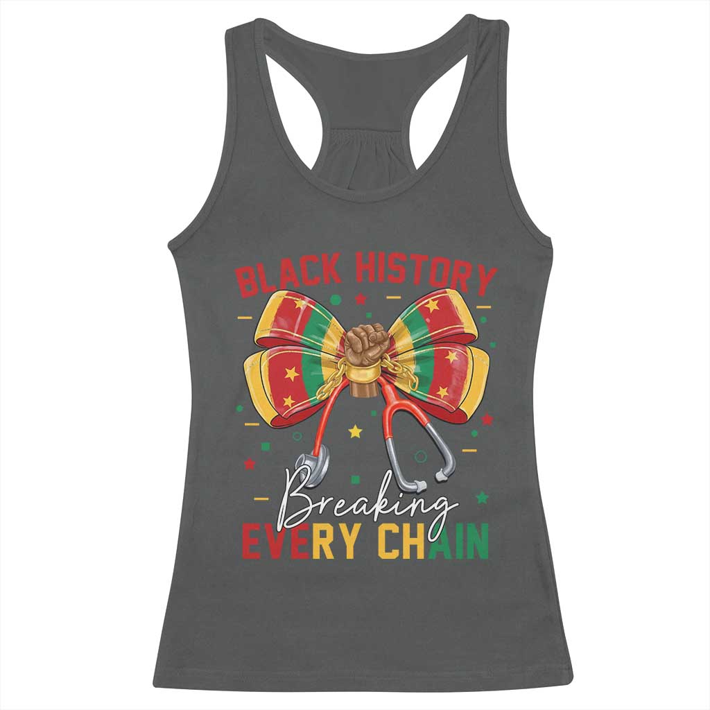 Black History Breaking Every Chain Racerback Tank Top Gift For Black Nurse TS12 Dark Heather Print Your Wear