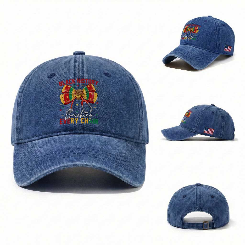 Black History Breaking Every Chain Washed Cotton Baseball Cap Gift For Black Nurse TS12 Washed Cap Universal Fit Royal Blue Print Your Wear