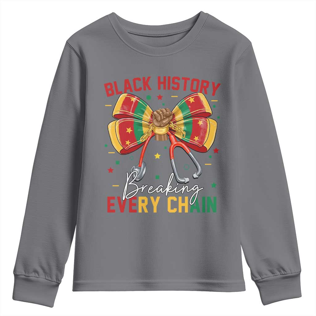 Black History Breaking Every Chain Youth Sweatshirt Gift For Black Nurse TS12 Charcoal Print Your Wear