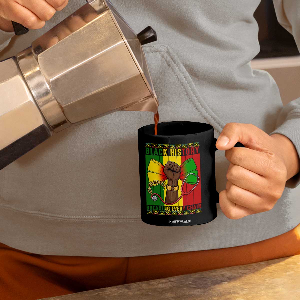 Breaking Every Chain Coffee Mug Black History Medical Professional Gift TS12 Print Your Wear