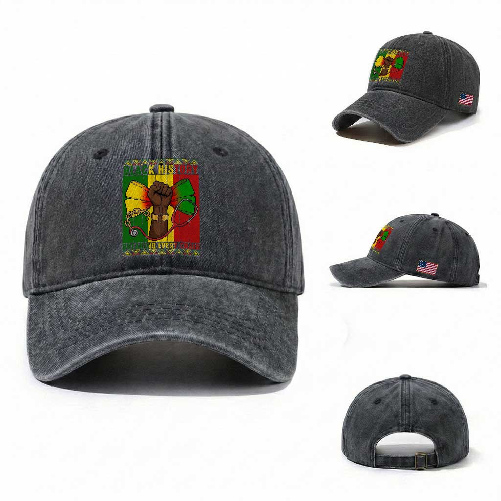 Breaking Every Chain Washed Cotton Baseball Cap Black History Medical Professional Gift TS12 Washed Cap Universal Fit Dark Gray Print Your Wear