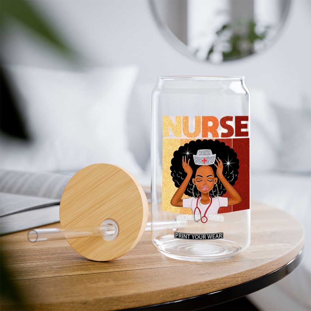 Strong Black Nurse Glass Can Black History Medical Professional Gift TS12 Print Your Wear