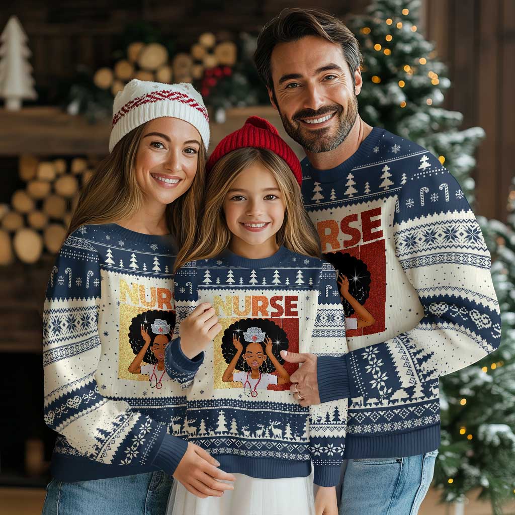 Strong Black Nurse Ugly Christmas Sweater Black History Medical Professional Gift TS12 Beige Navy Print Your Wear