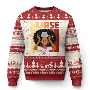 Strong Black Nurse Ugly Christmas Sweater Black History Medical Professional Gift TS12 Beige Red Print Your Wear