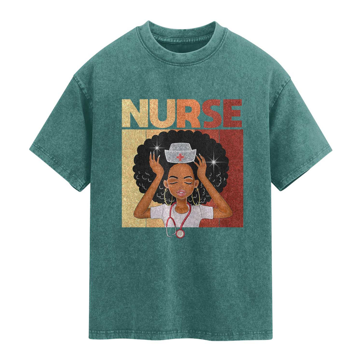 Strong Black Nurse Washed Cotton T-Shirt Black History Medical Professional Gift