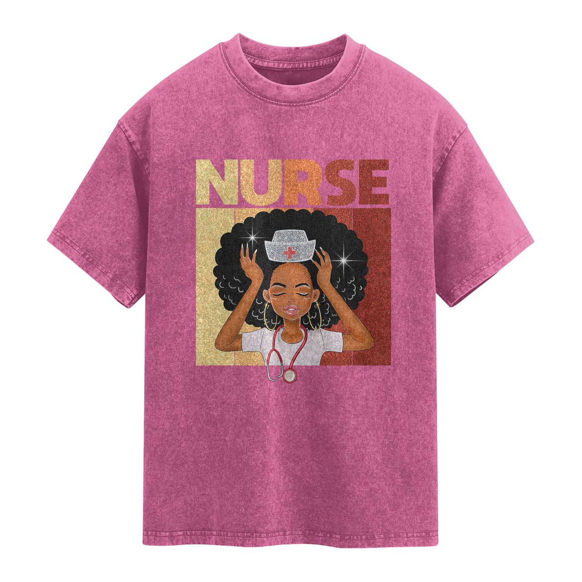 Strong Black Nurse Washed Cotton T-Shirt Black History Medical Professional Gift
