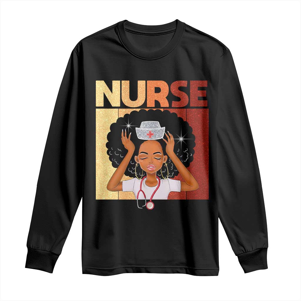Strong Black Nurse Long Sleeve Shirt Black History Medical Professional Gift TS12 Black Print Your Wear