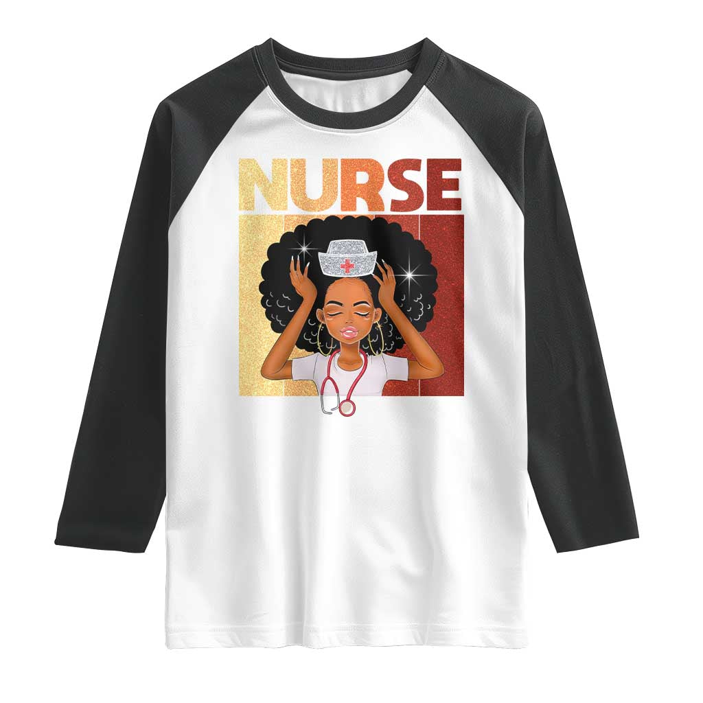 Strong Black Nurse Raglan Shirt Black History Medical Professional Gift TS12 White Black Print Your Wear