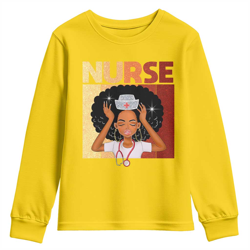 Strong Black Nurse Youth Sweatshirt Black History Medical Professional Gift TS12 Daisy Print Your Wear
