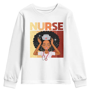 Strong Black Nurse Youth Sweatshirt Black History Medical Professional Gift TS12 White Print Your Wear