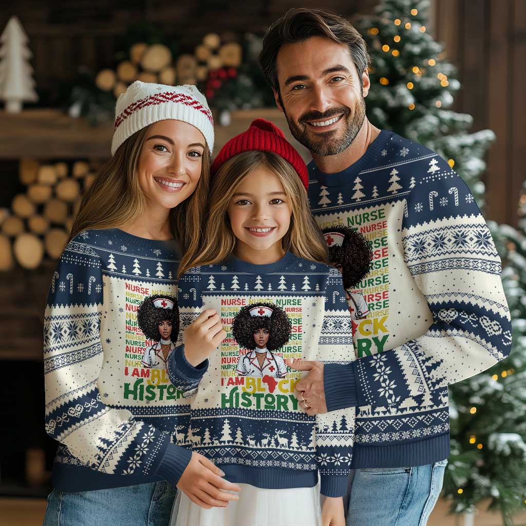I Am Black History Ugly Christmas Sweater Black History Month Nurse Gift TS12 Beige Navy Print Your Wear