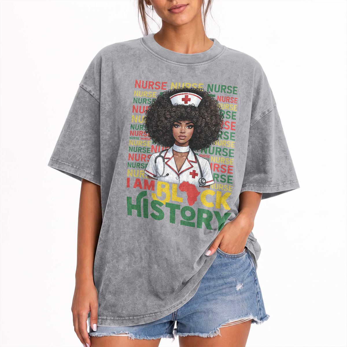 I Am Black History Washed Cotton T-Shirt Black History Month Nurse Gift