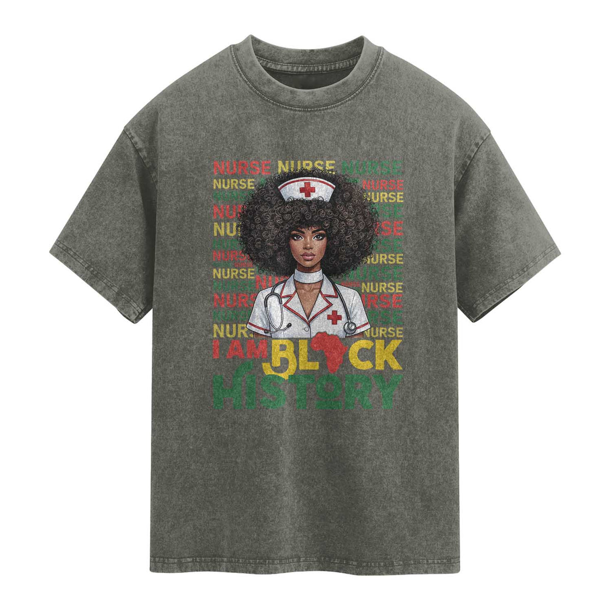 I Am Black History Washed Cotton T-Shirt Black History Month Nurse Gift