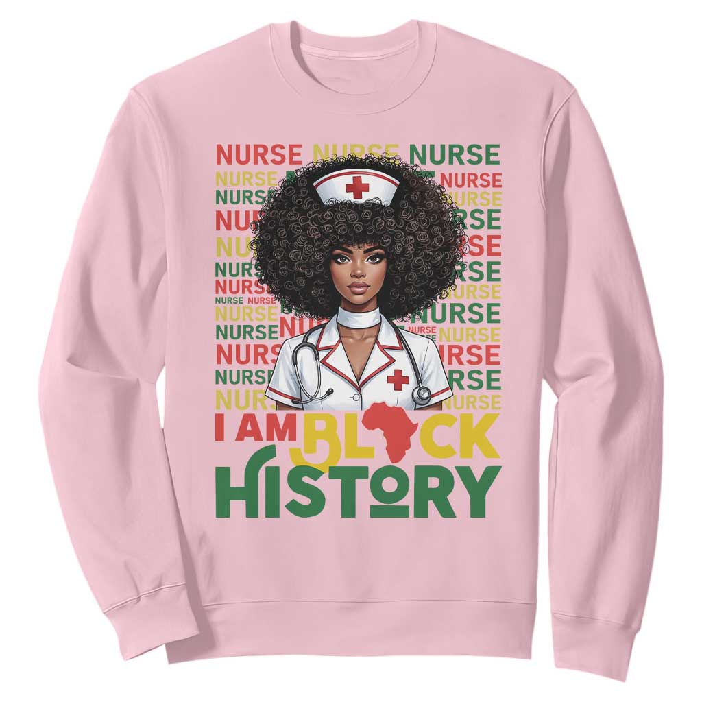 I Am Black History Sweatshirt Black History Month Nurse Gift TS12 Light Pink Print Your Wear