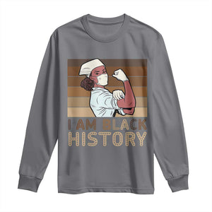 Proud Black Nurse Long Sleeve Shirt I Am Black History TS12 Charcoal Print Your Wear
