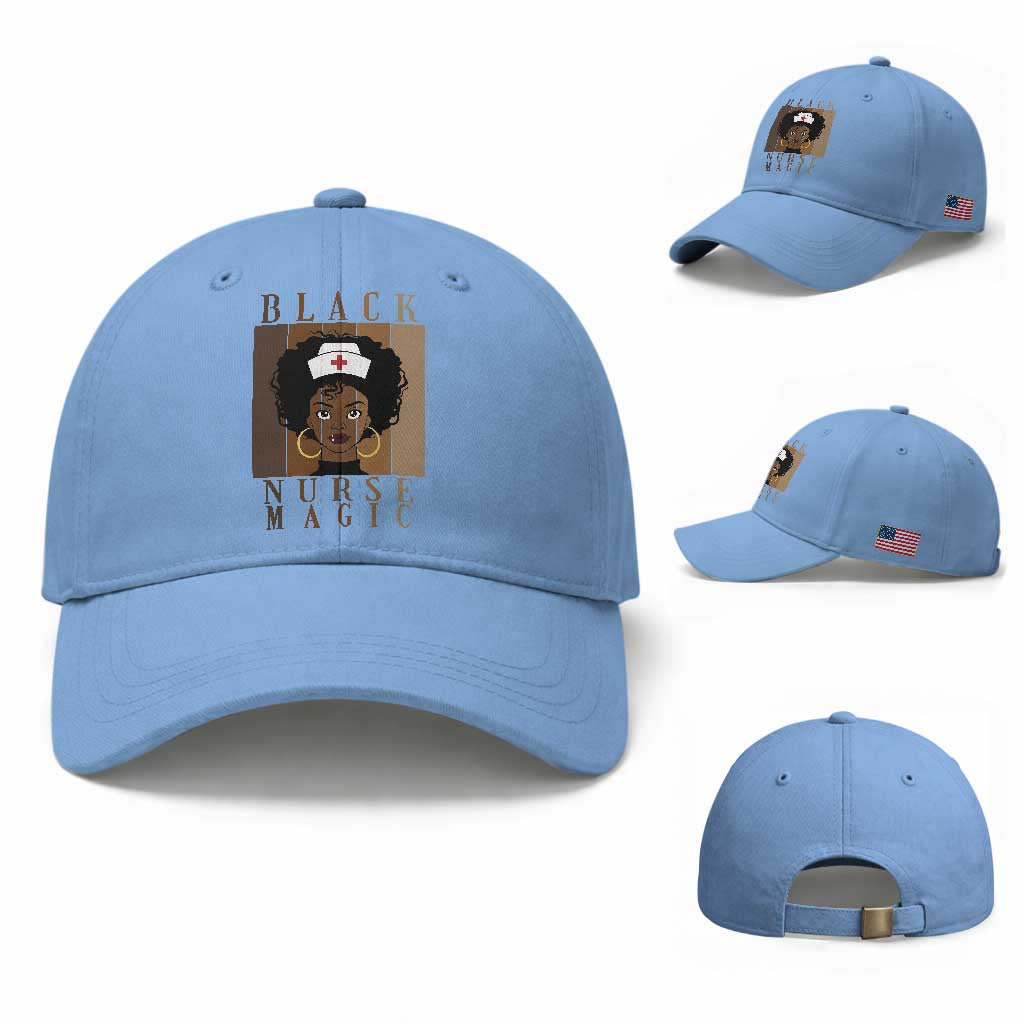Black Nurse Magic Baseball Cap Black History Month Nurse Gift TS12 Baseball Cap Universal Fit Light Blue Print Your Wear
