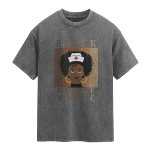 Black Nurse Magic Washed Cotton T-Shirt Black History Month Nurse Gift