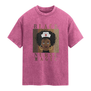Black Nurse Magic Washed Cotton T-Shirt Black History Month Nurse Gift