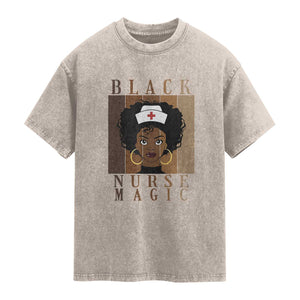 Black Nurse Magic Washed Cotton T-Shirt Black History Month Nurse Gift