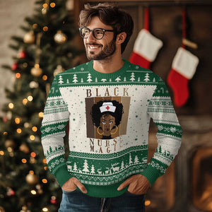 Black Nurse Magic Ugly Christmas Sweater Black History Month Nurse Gift TS12 Beige Green Print Your Wear