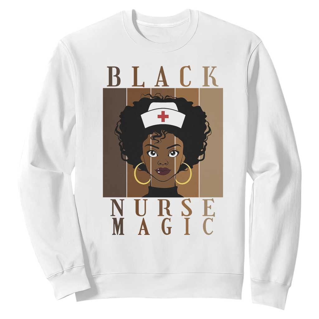Black Nurse Magic Sweatshirt Black History Month Nurse Gift TS12 White Print Your Wear