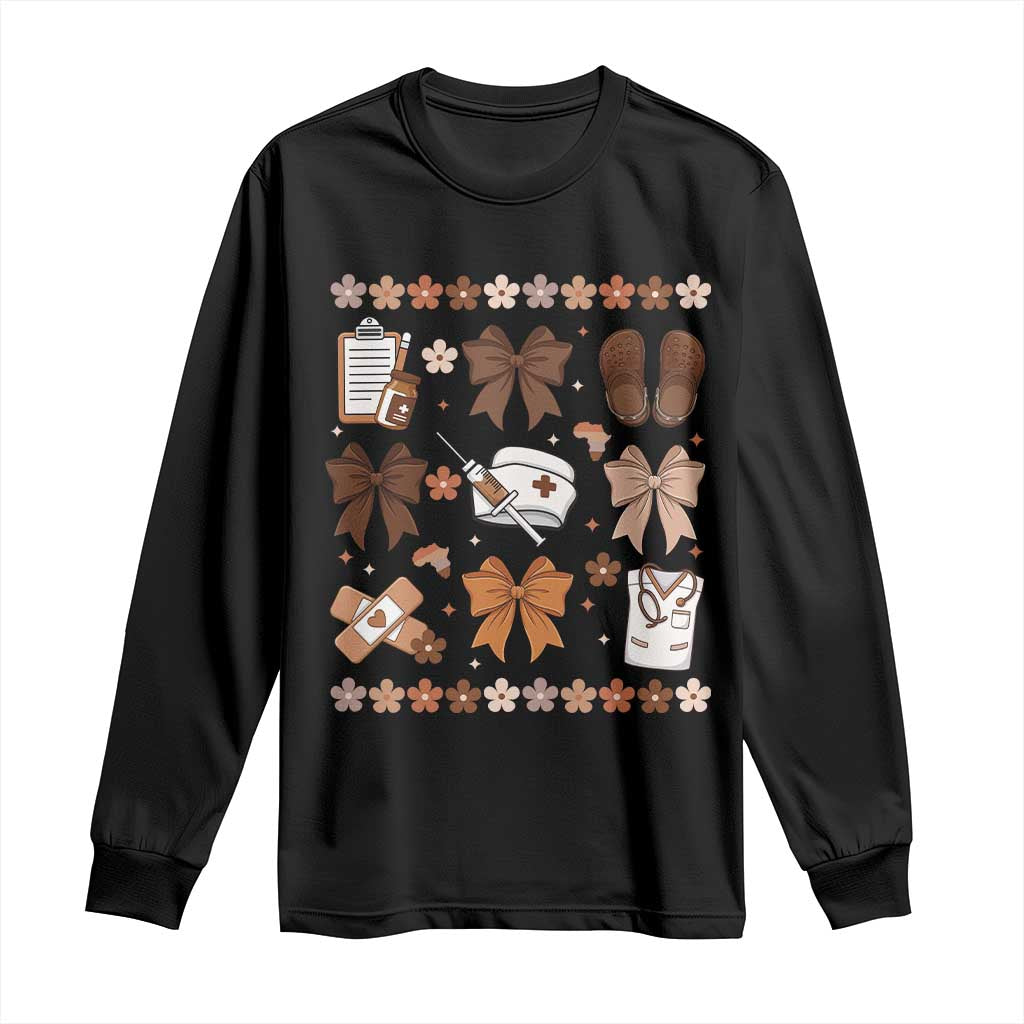 Proud Black Nurse Long Sleeve Shirt Gift For African Nurse Black History TS12 Black Print Your Wear
