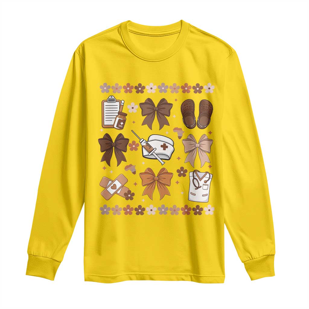 Proud Black Nurse Long Sleeve Shirt Gift For African Nurse Black History TS12 Daisy Print Your Wear