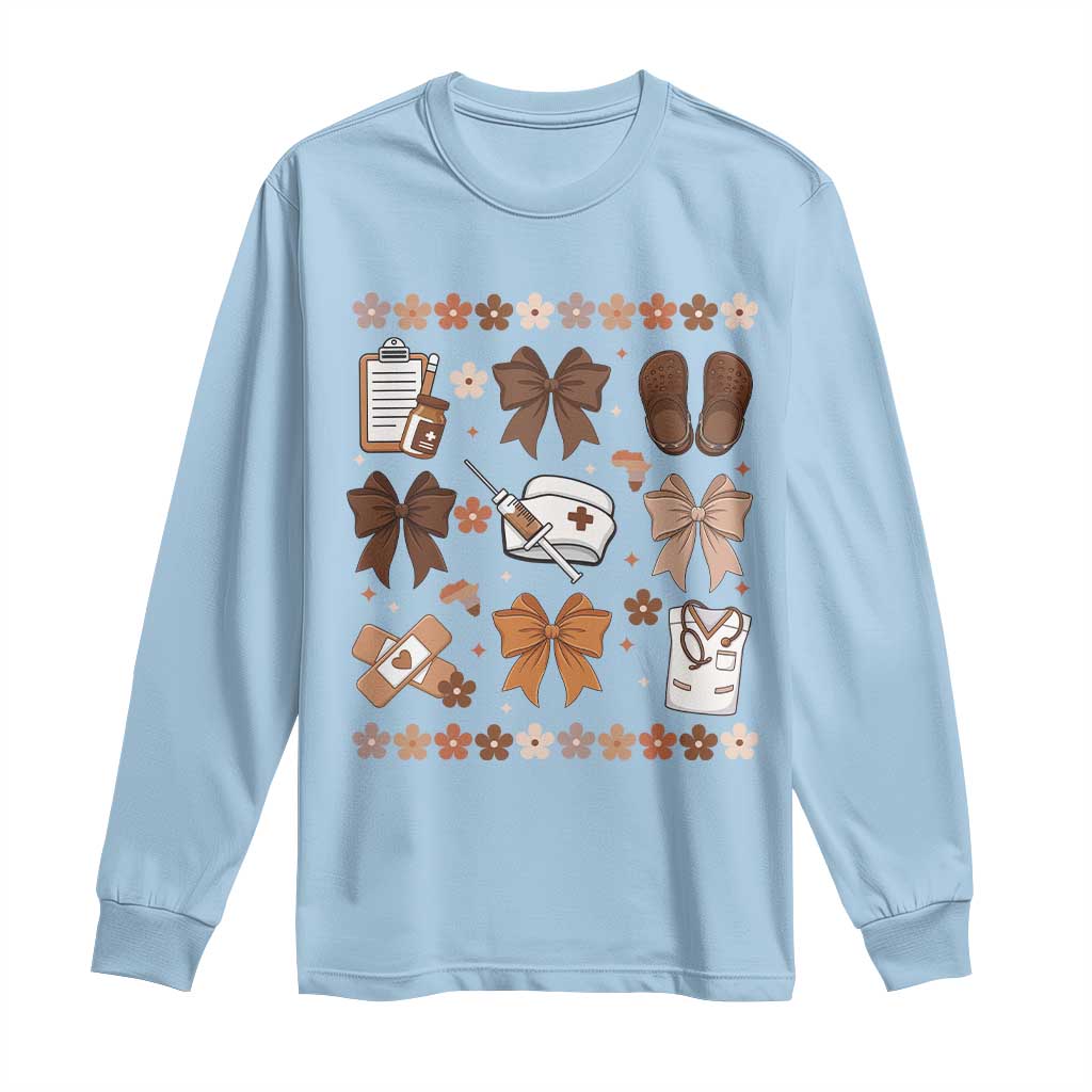 Proud Black Nurse Long Sleeve Shirt Gift For African Nurse Black History TS12 Light Blue Print Your Wear