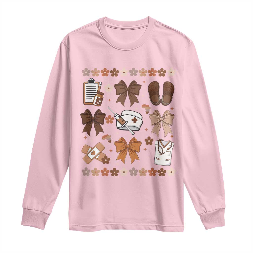 Proud Black Nurse Long Sleeve Shirt Gift For African Nurse Black History TS12 Light Pink Print Your Wear