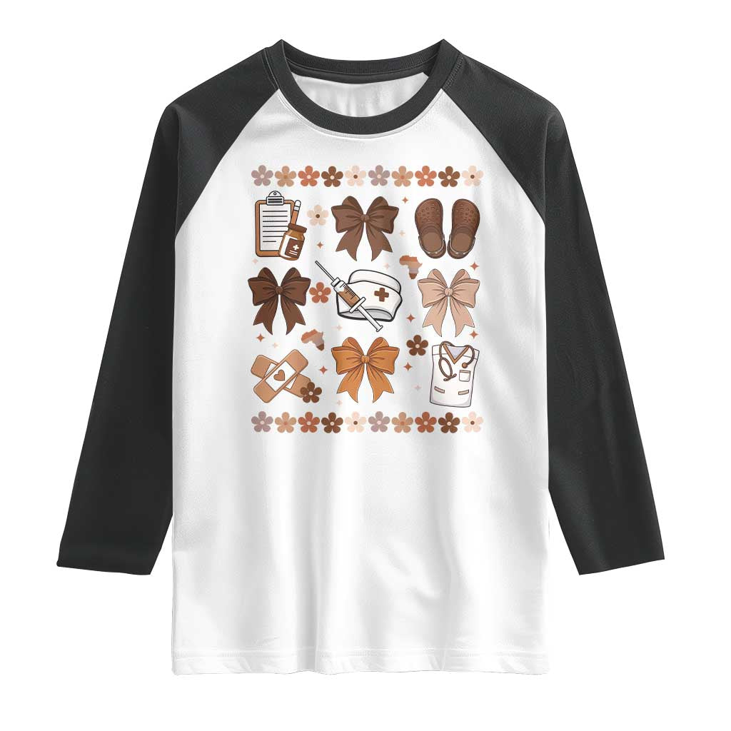 Proud Black Nurse Raglan Shirt Gift For African Nurse Black History TS12 White Black Print Your Wear