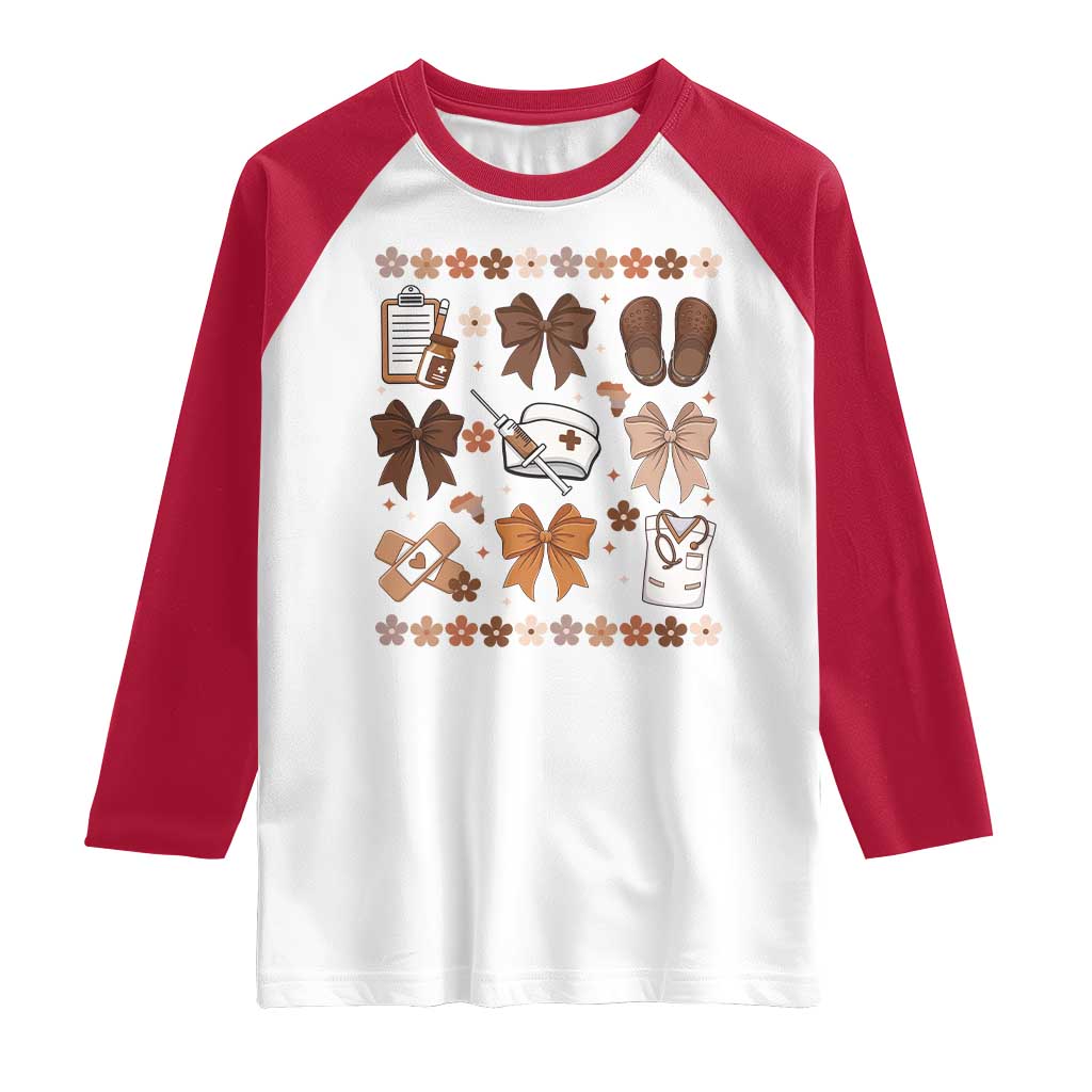 Proud Black Nurse Raglan Shirt Gift For African Nurse Black History TS12 White Red Print Your Wear