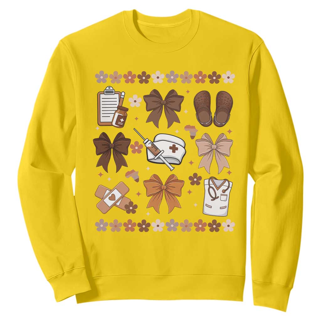 Proud Black Nurse Sweatshirt Gift For African Nurse Black History TS12 Daisy Print Your Wear