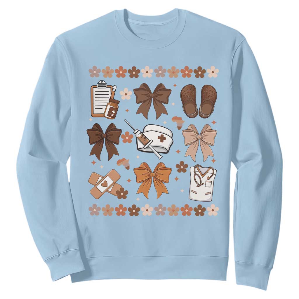 Proud Black Nurse Sweatshirt Gift For African Nurse Black History TS12 Light Blue Print Your Wear