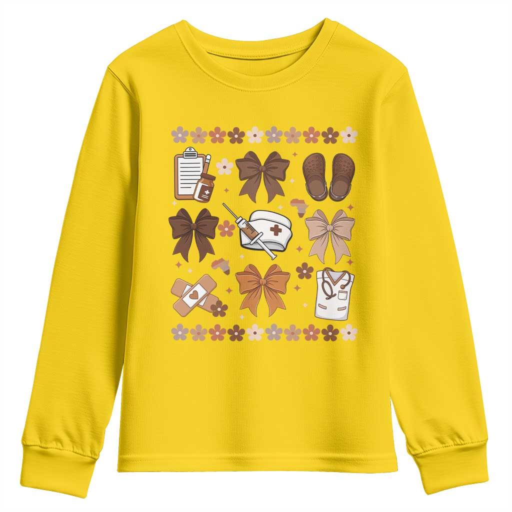 Proud Black Nurse Youth Sweatshirt Gift For African Nurse Black History TS12 Daisy Print Your Wear