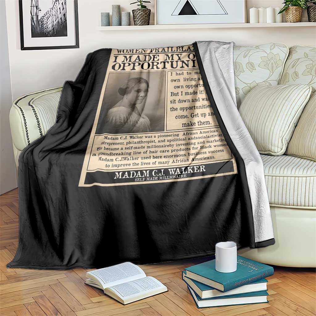 Madam C.J. Walker Throw Blanket I Made My Own Opportunity TS12 Print Your Wear