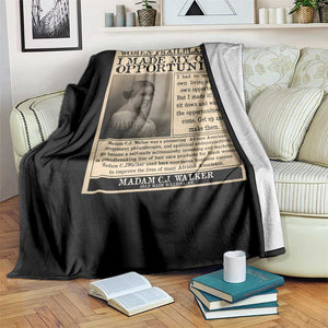 Madam C.J. Walker Throw Blanket I Made My Own Opportunity TS12 Print Your Wear