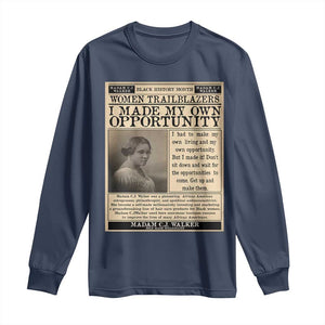 Madam C.J. Walker Long Sleeve Shirt I Made My Own Opportunity TS12 Navy Print Your Wear