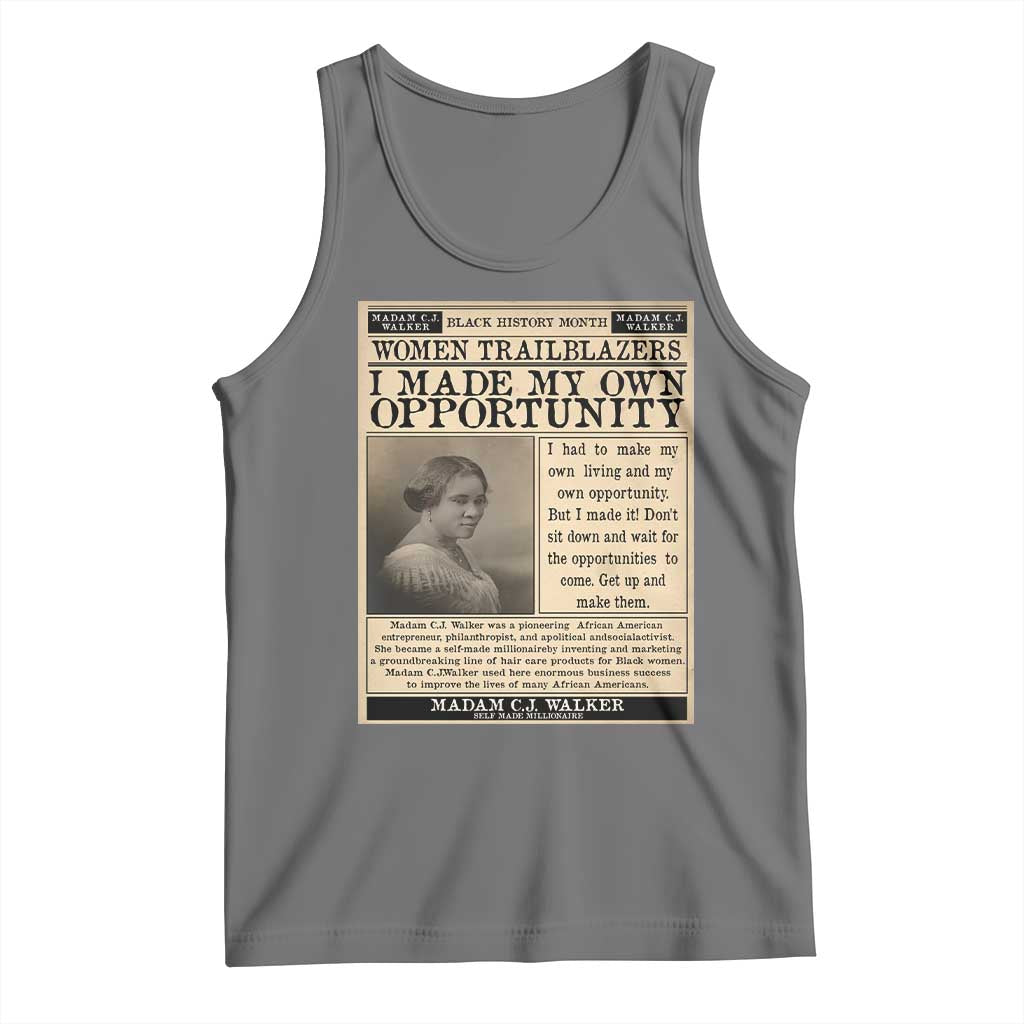 Madam C.J. Walker Tank Top I Made My Own Opportunity TS12 Black Heather Print Your Wear