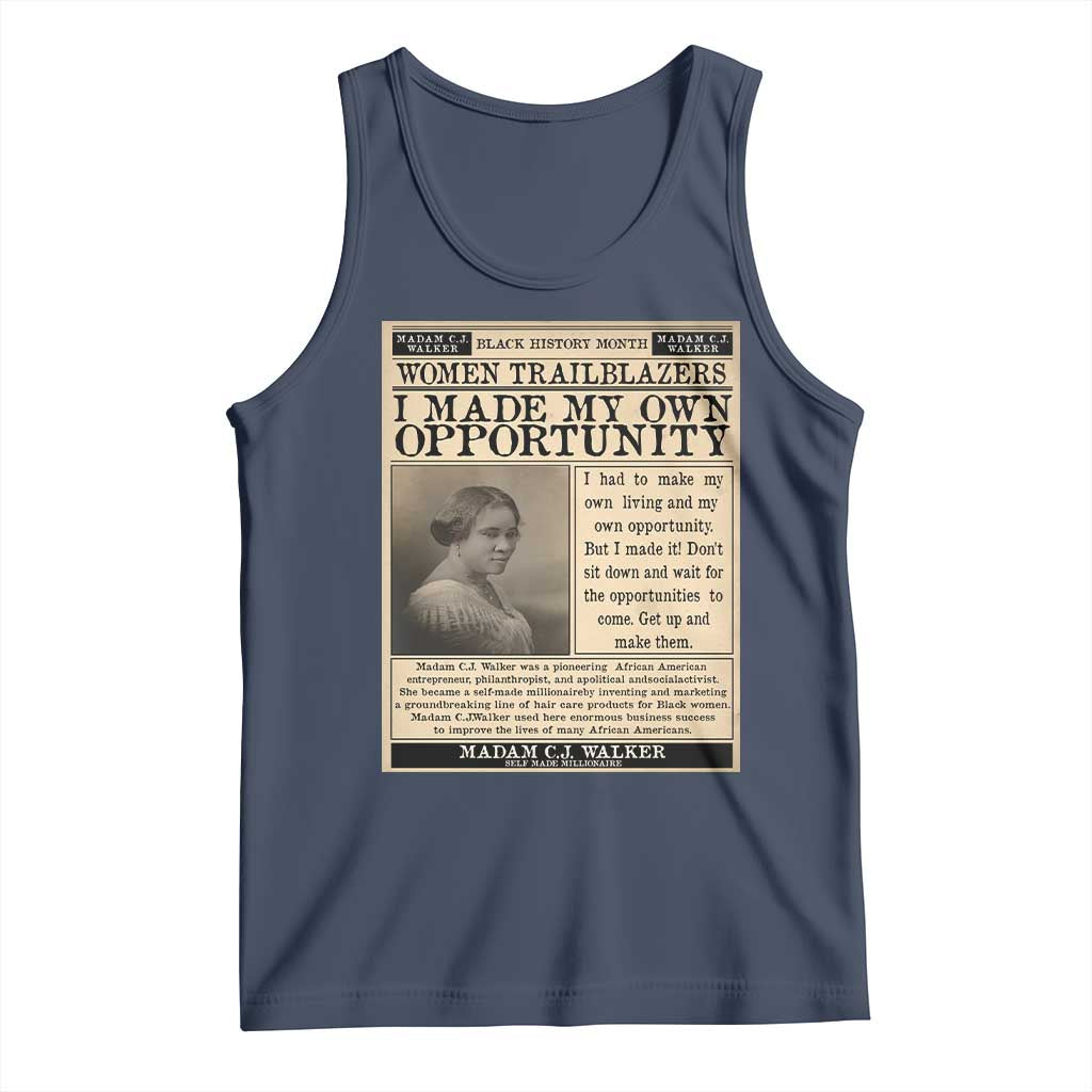 Madam C.J. Walker Tank Top I Made My Own Opportunity TS12 Navy Print Your Wear