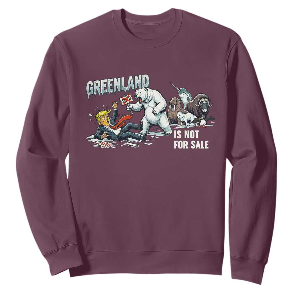 Greenland Not For Sale Sweatshirt Political Humor Gift TS12 Maroon Print Your Wear